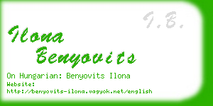 ilona benyovits business card